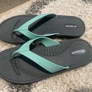 Okabashi Women's Aqua and Dark Gray Sandals